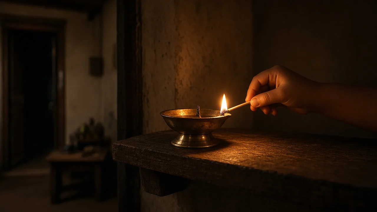 a lamp lit at last
